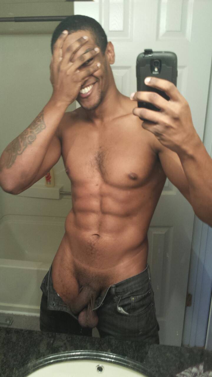 Nude black male selfie