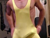 Jacked Stud in a Yellow Singlet with a Boner