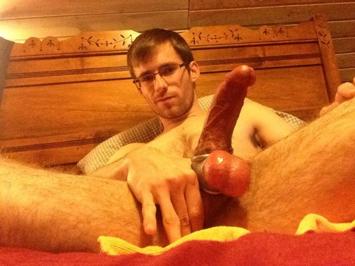 Geek Shows Off His Cock