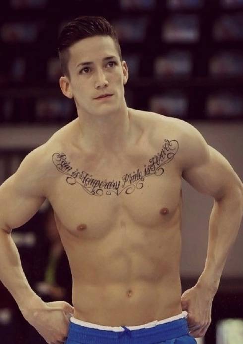 Marcel Nguyen and his sexy chest tattoo