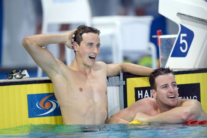 Cameron McEvoy showing off his twink body in the pool