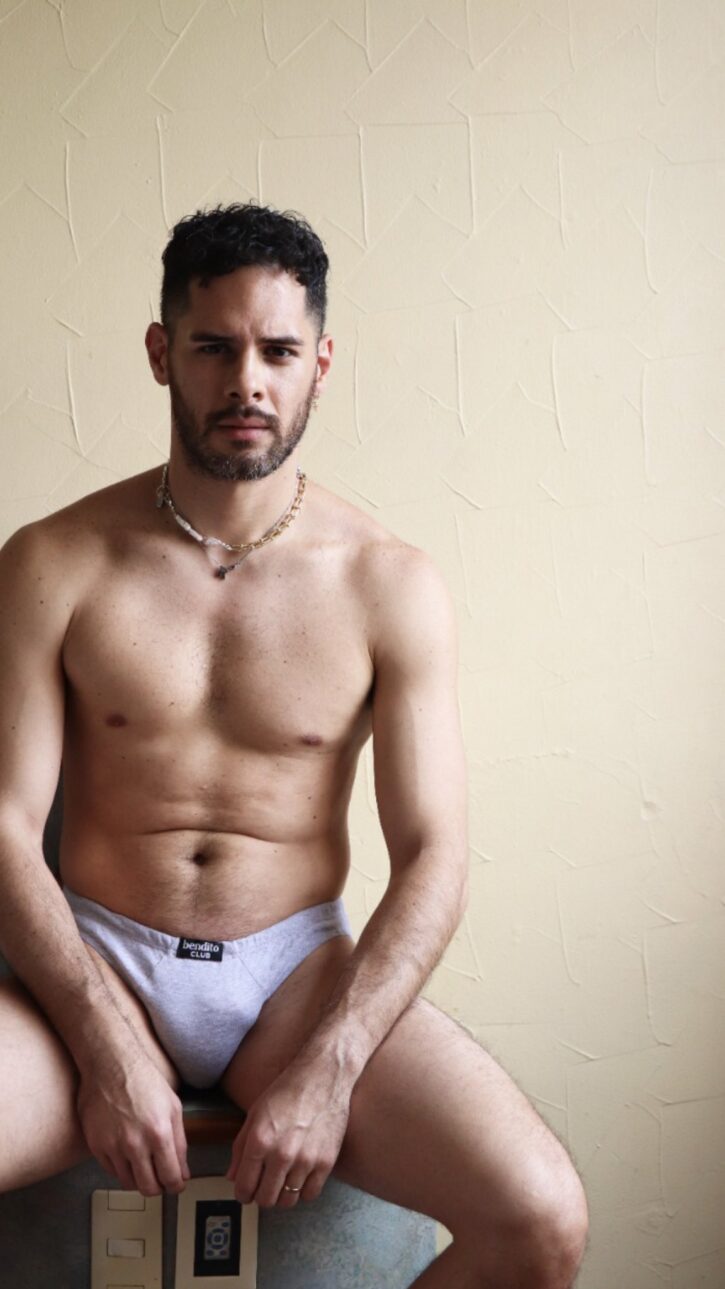 gay male model wearing BENDITO CALZÓN underwear and posing for the camera