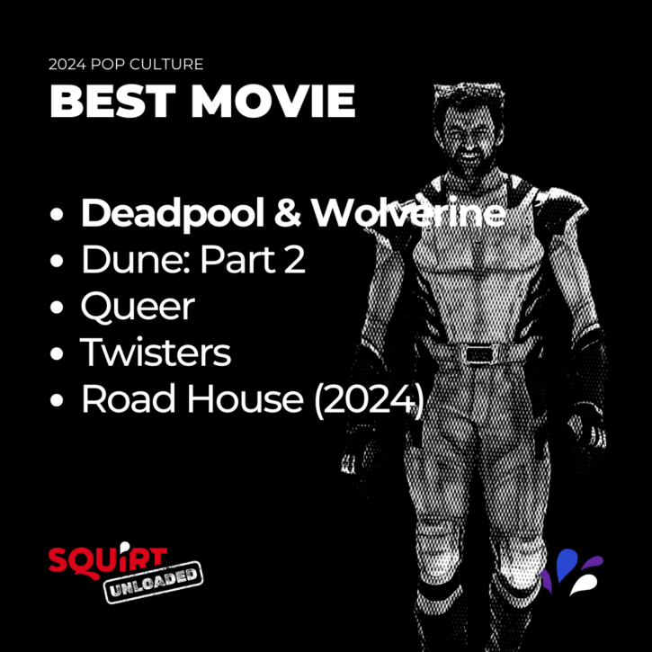 squirt unloaded gay sex data survey revealed the best movie by gay male hookup members was deadpool and wolverline at number one, duner part two, queer, twisters and road house 2024