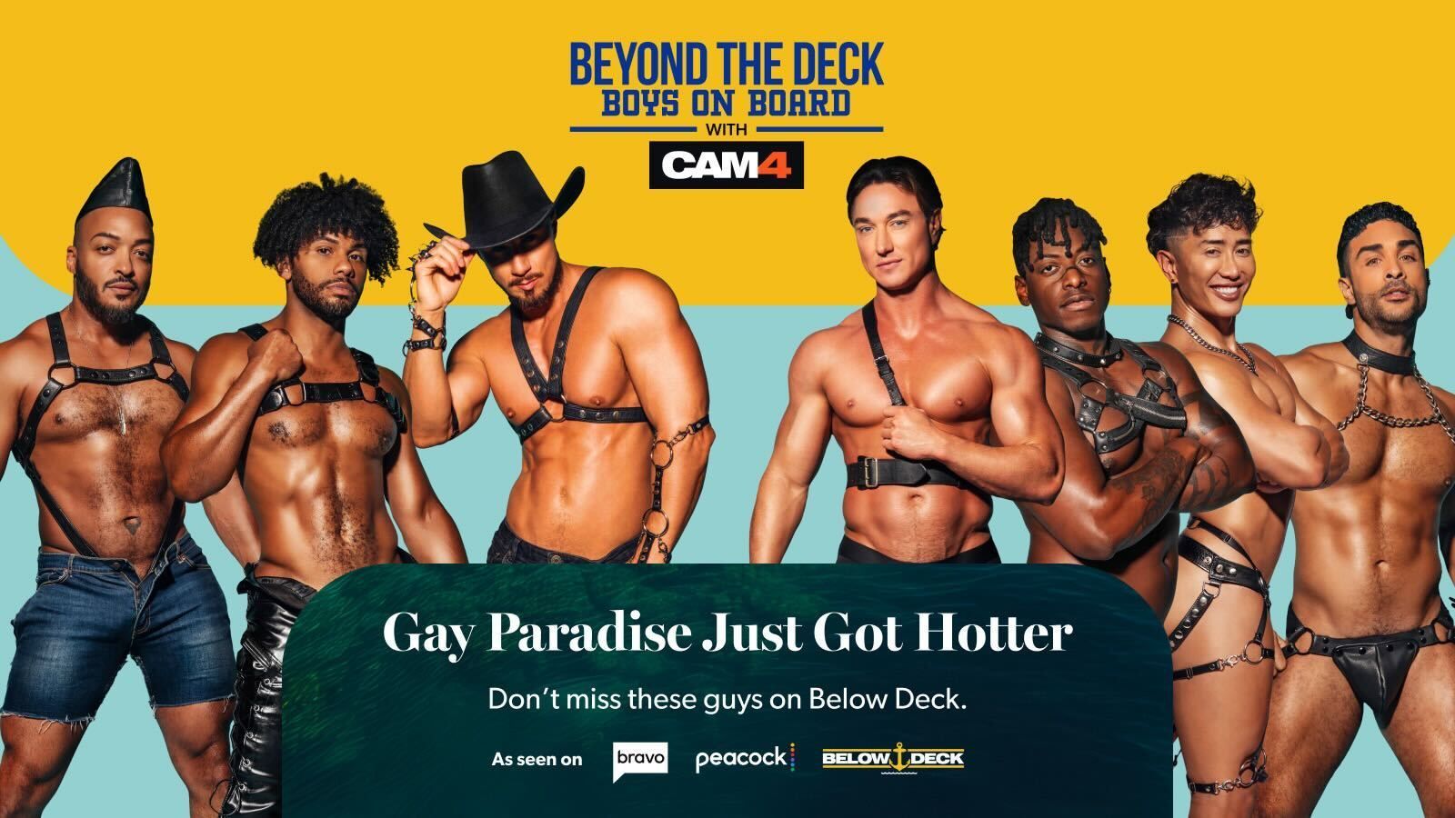 Skyy Knox, Tony Genius, Cade Maddox, Dillon Diaz, Marcel Eugene, Diego Silva, and Jkab Ethan Dale for below deck gay porn special episode bravo andy cohen